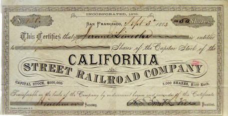 California Street Railroad Company, 1883»